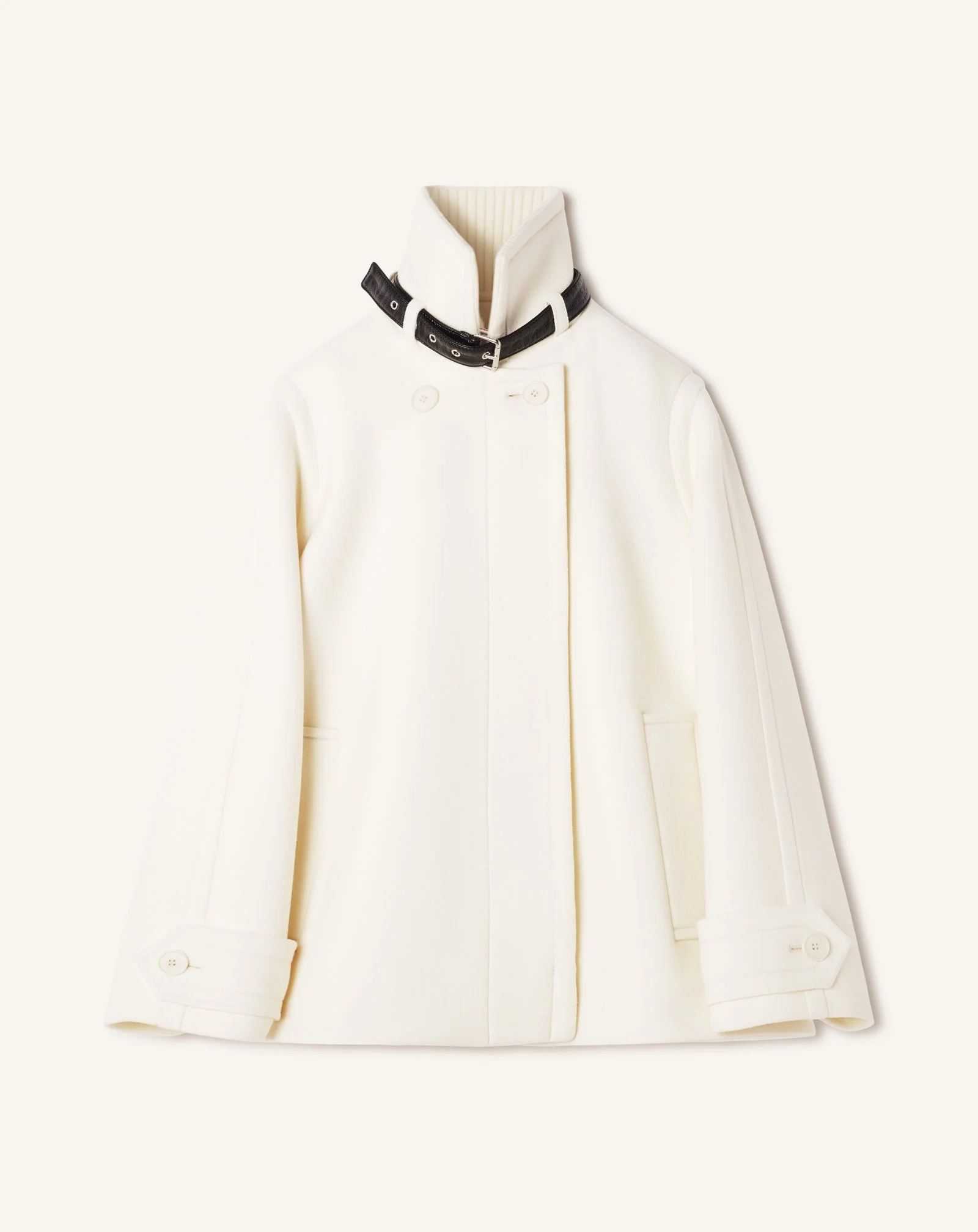 SHORT WOOL COAT WITH STAND-UP COLLAR - 1