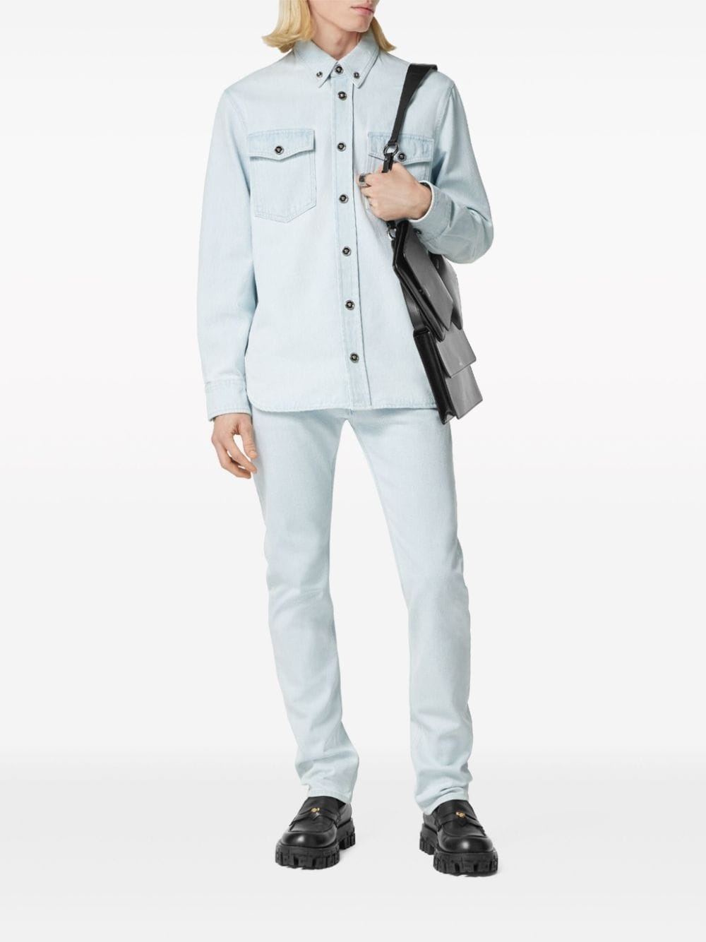 Medusa-buttoned denim shirt - 2