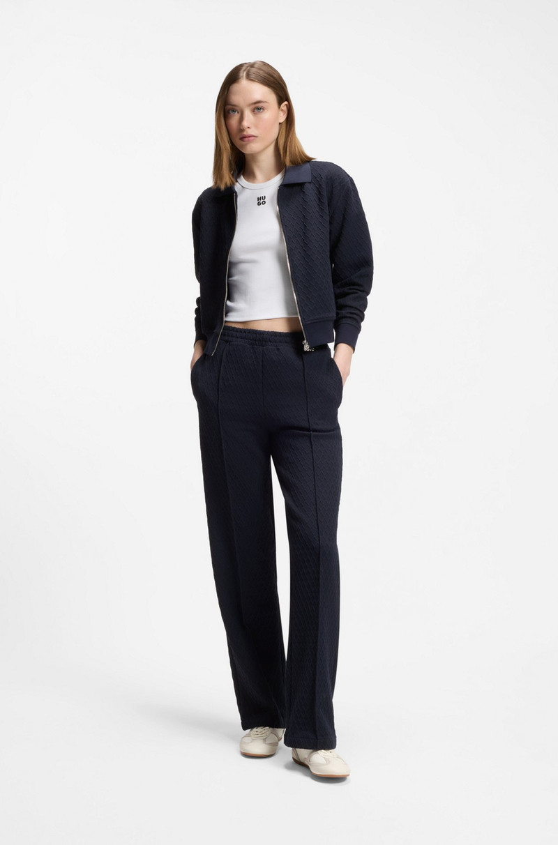 HUGO ZIPPERED SWEATSHIRT WITH STACKED-LOGO PULLER outlook