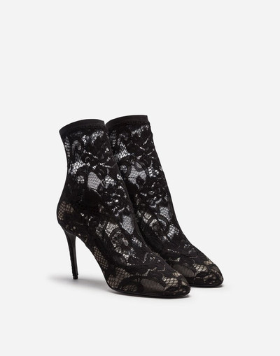 Dolce & Gabbana Stretch lace and gros grain Bette booties outlook