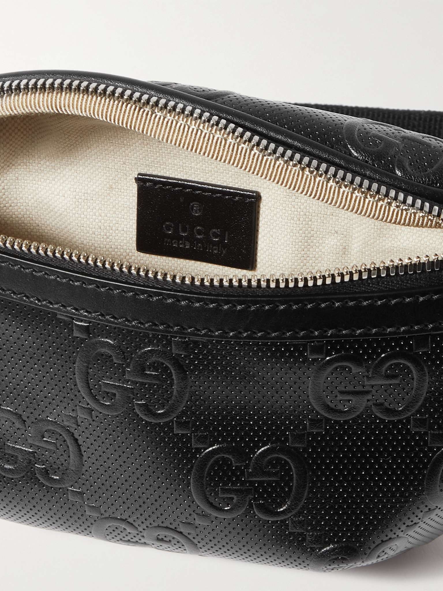 Logo-Embossed Perforated Leather Belt Bag - 3