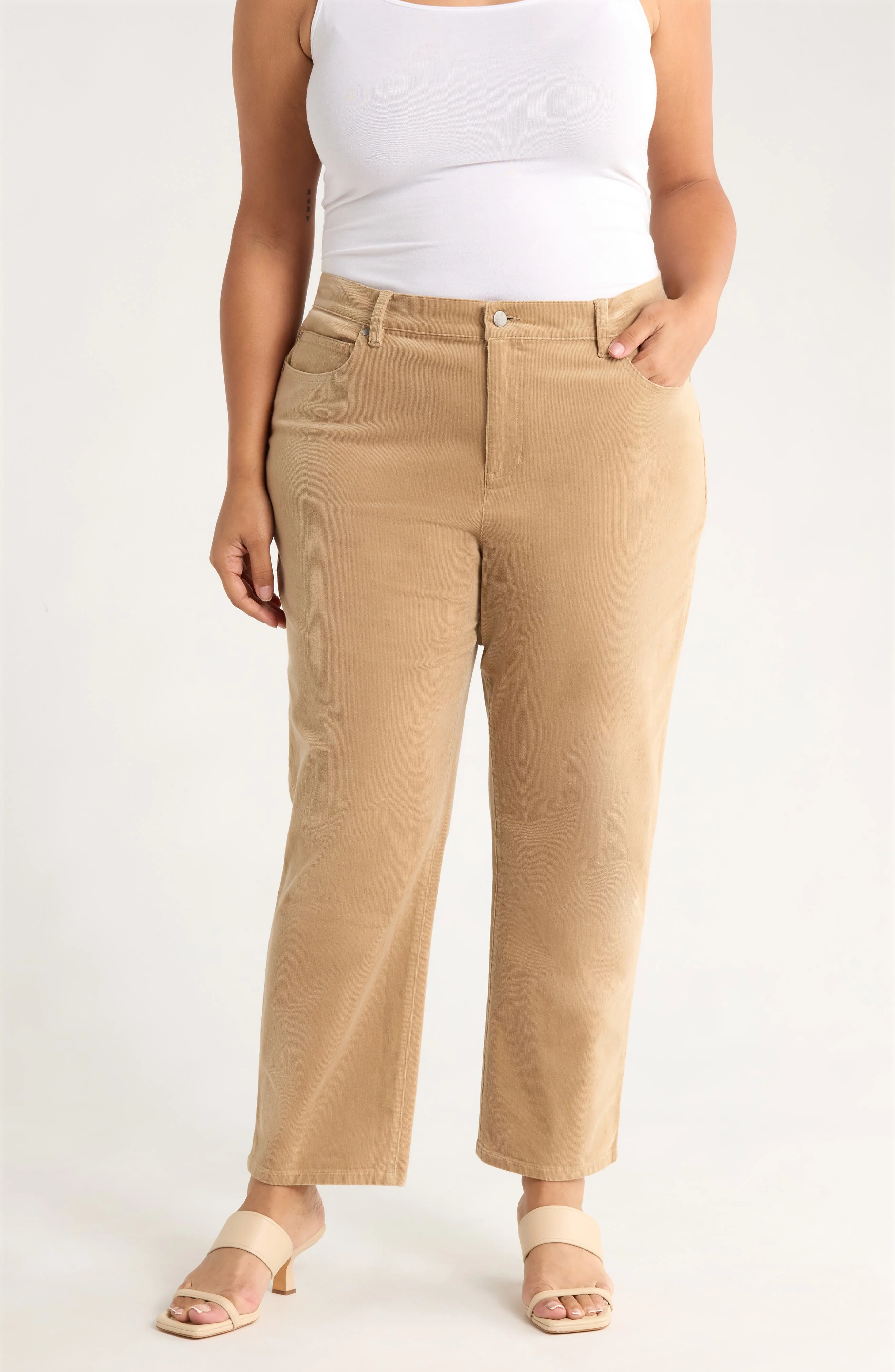 Eileen Fisher High Waist Ankle Straight Leg Jeans in Biscuit at Nordstrom - 1