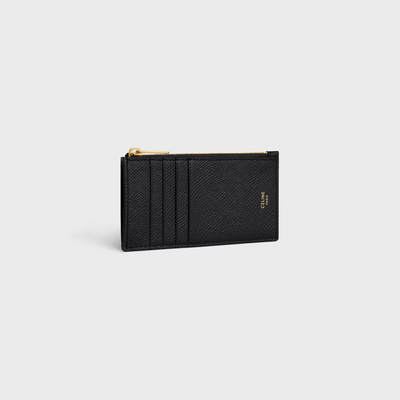 CELINE ZIPPED COMPACT CARD HOLDER ESSENTIALS in Grained Calfskin outlook