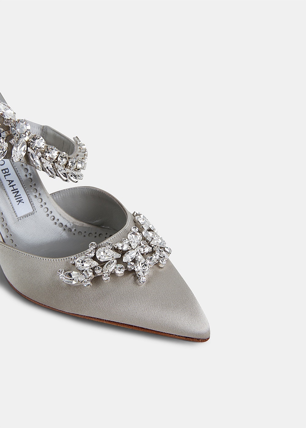 Light Grey Lurum Crystal Embellished Mules - 4