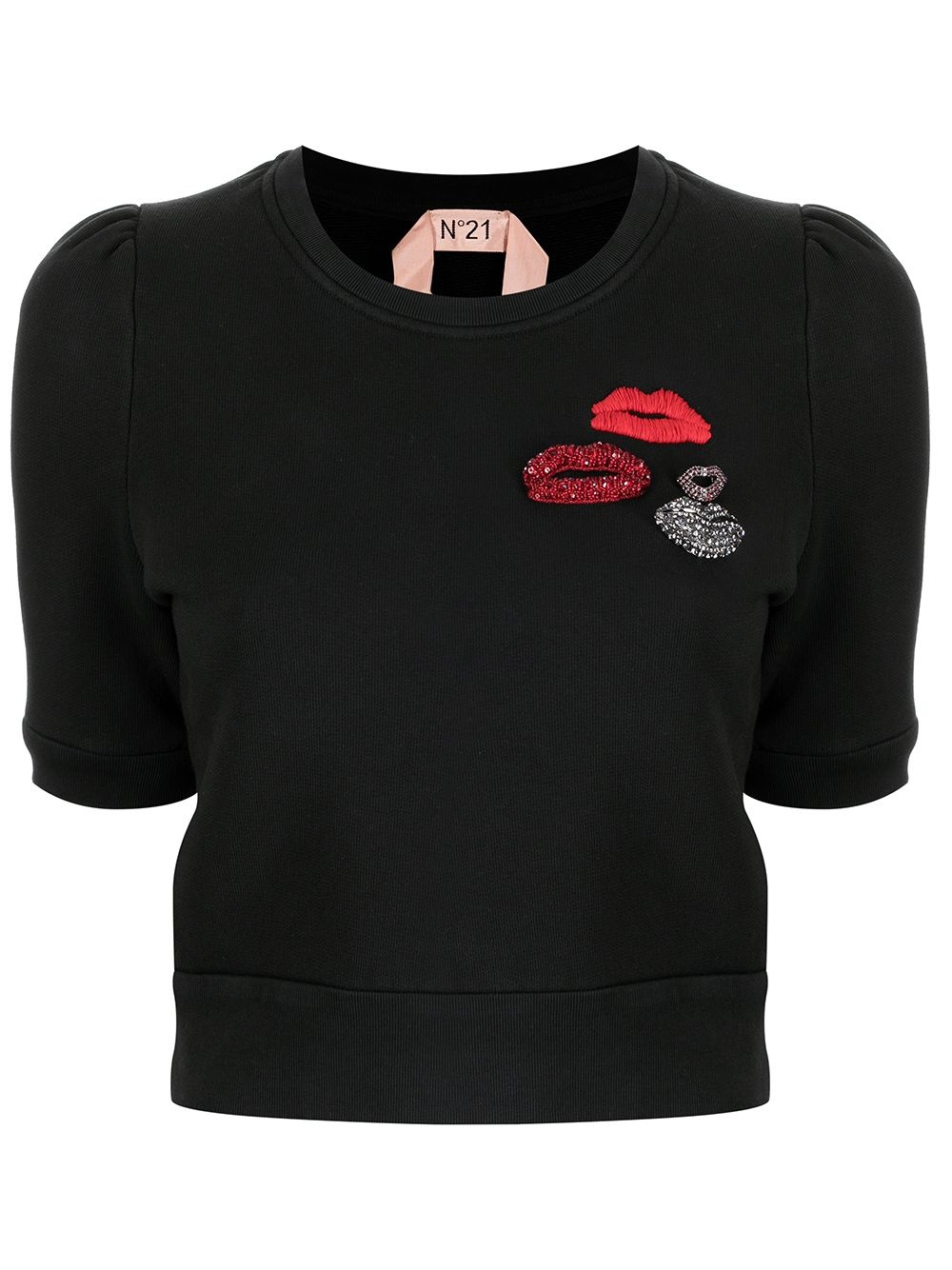 lips-motif short-sleeve sweatshirt - 1