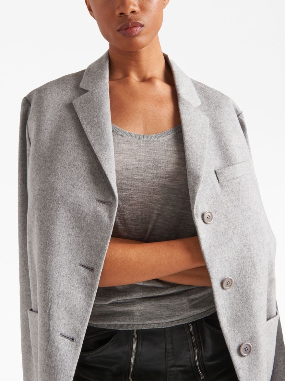 notched lapels cashmere blazer - 3