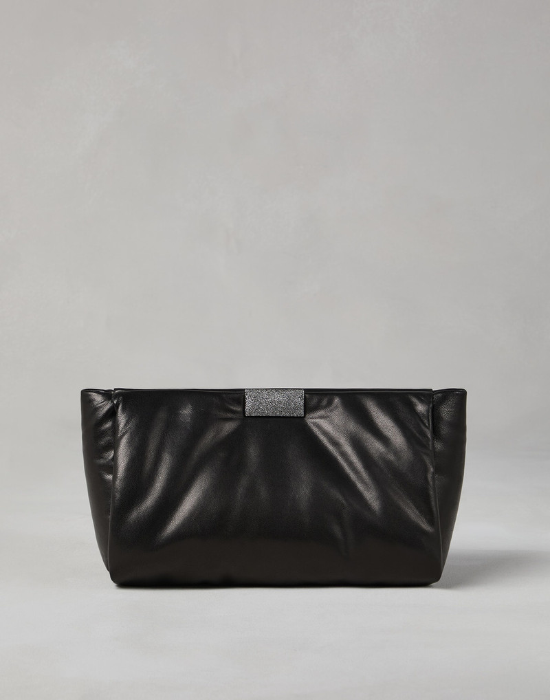 Wet-effect nappa leather clutch bag with shimmering detail 1