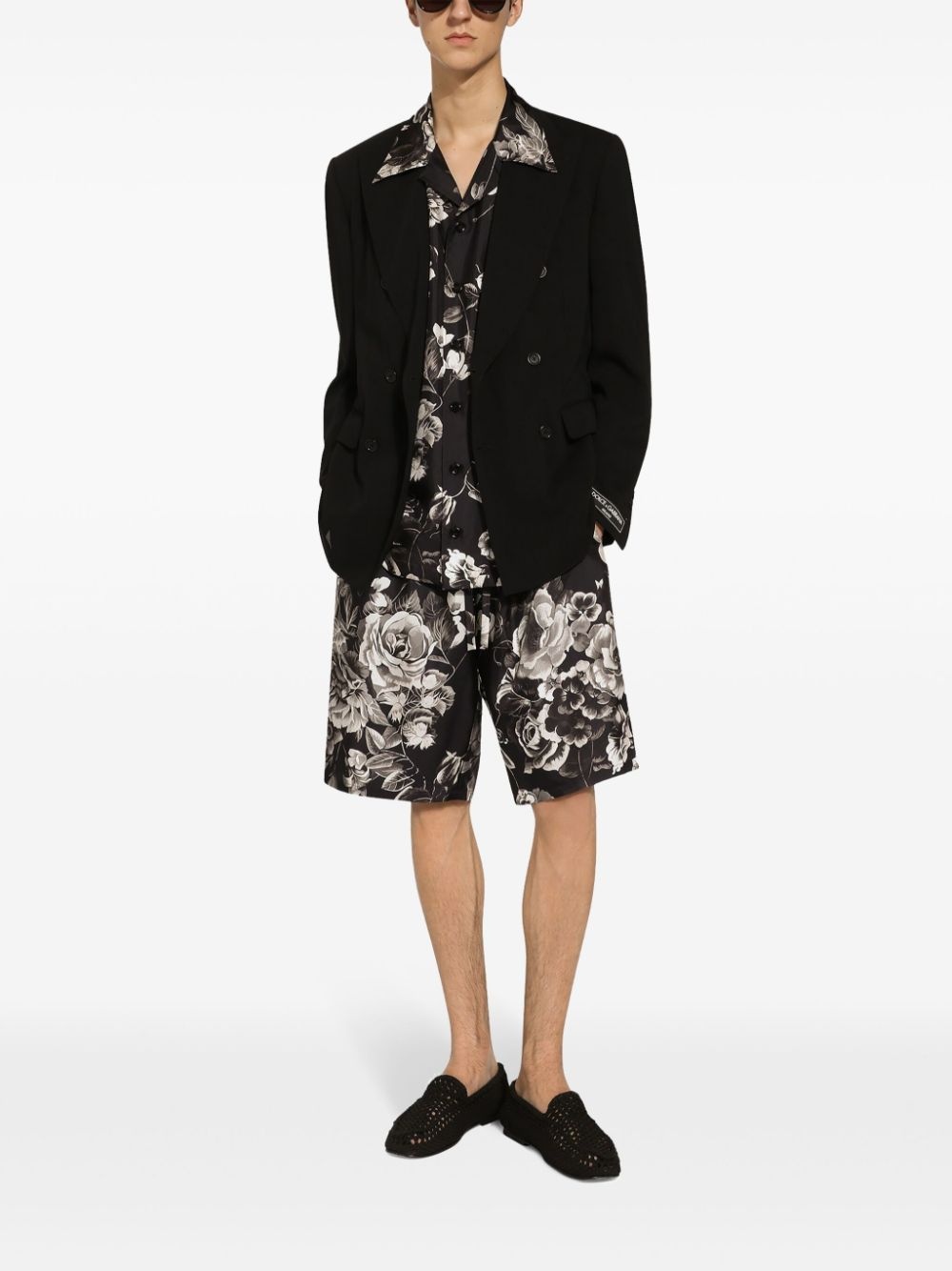 floral-print silk shorts - 2