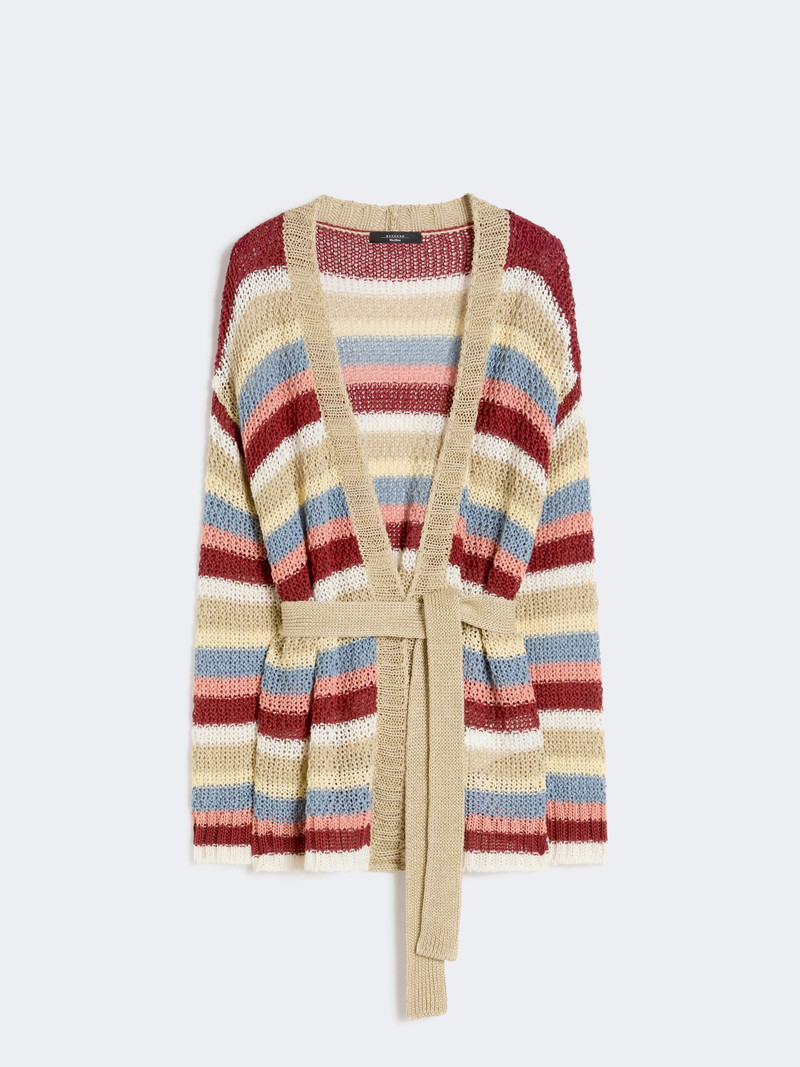 BONITO Linen yarn cardigan with belt - CHERRY 1