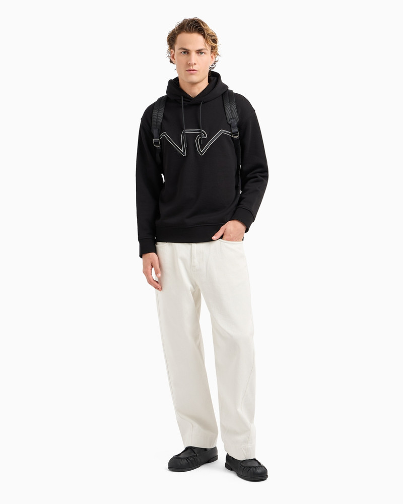 EMPORIO ARMANI Hooded jersey sweatshirt with embossed domed logo outlook
