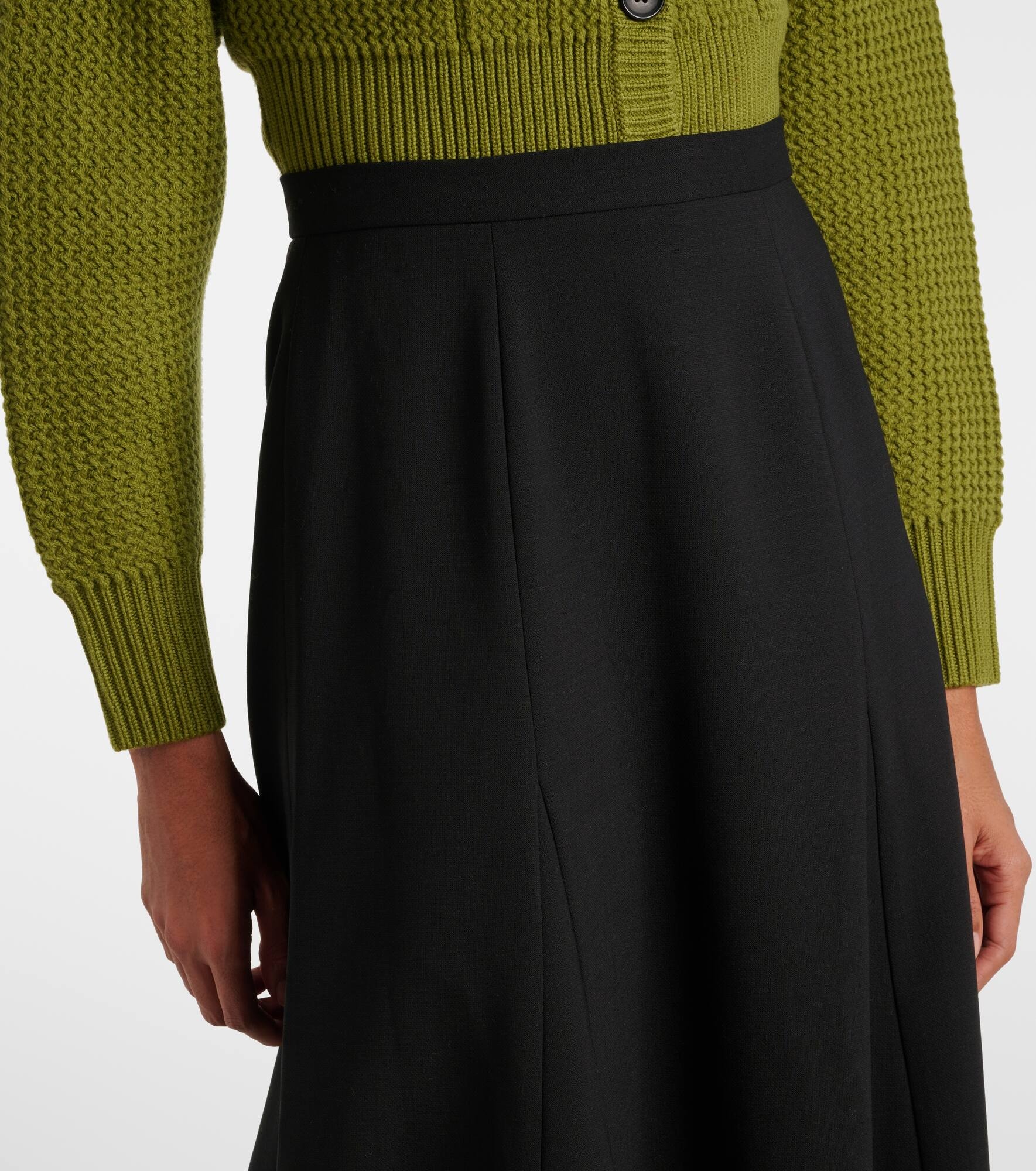 High-rise wool-blend midi skirt - 4