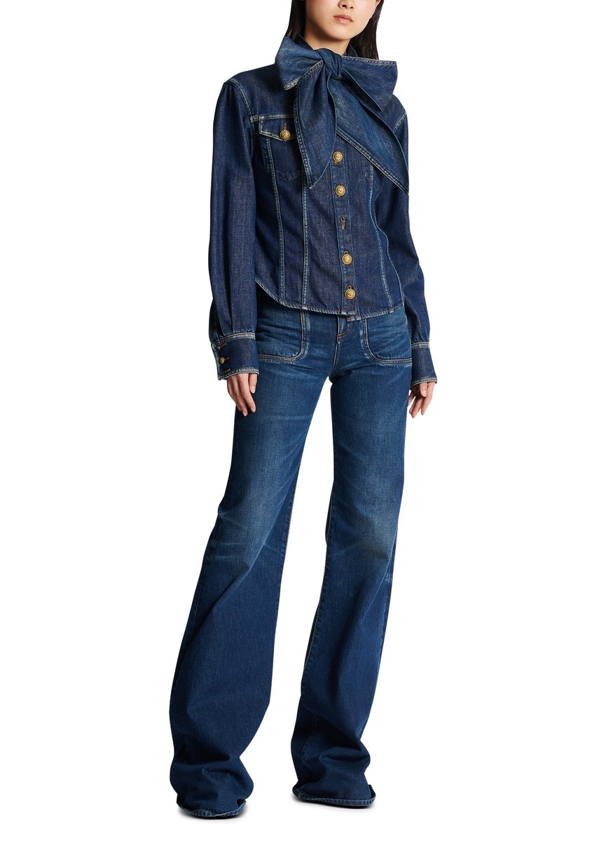 Denim shirt with knotted collar - 8