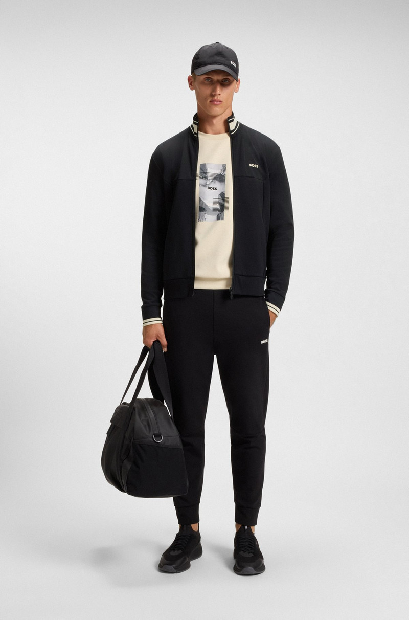 BOSS STRIPE-DETAIL ZIP-UP SWEATSHIRT IN A COTTON BLEND outlook