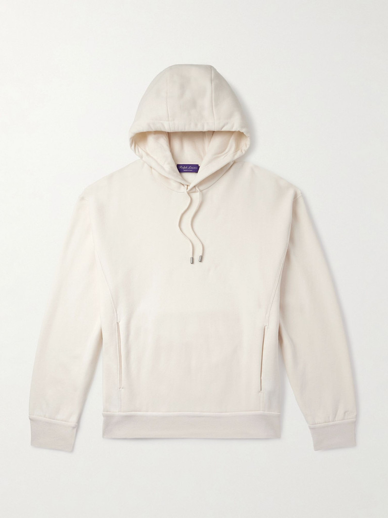 Cotton and Cashmere-Blend Jersey Hoodie Cream 1