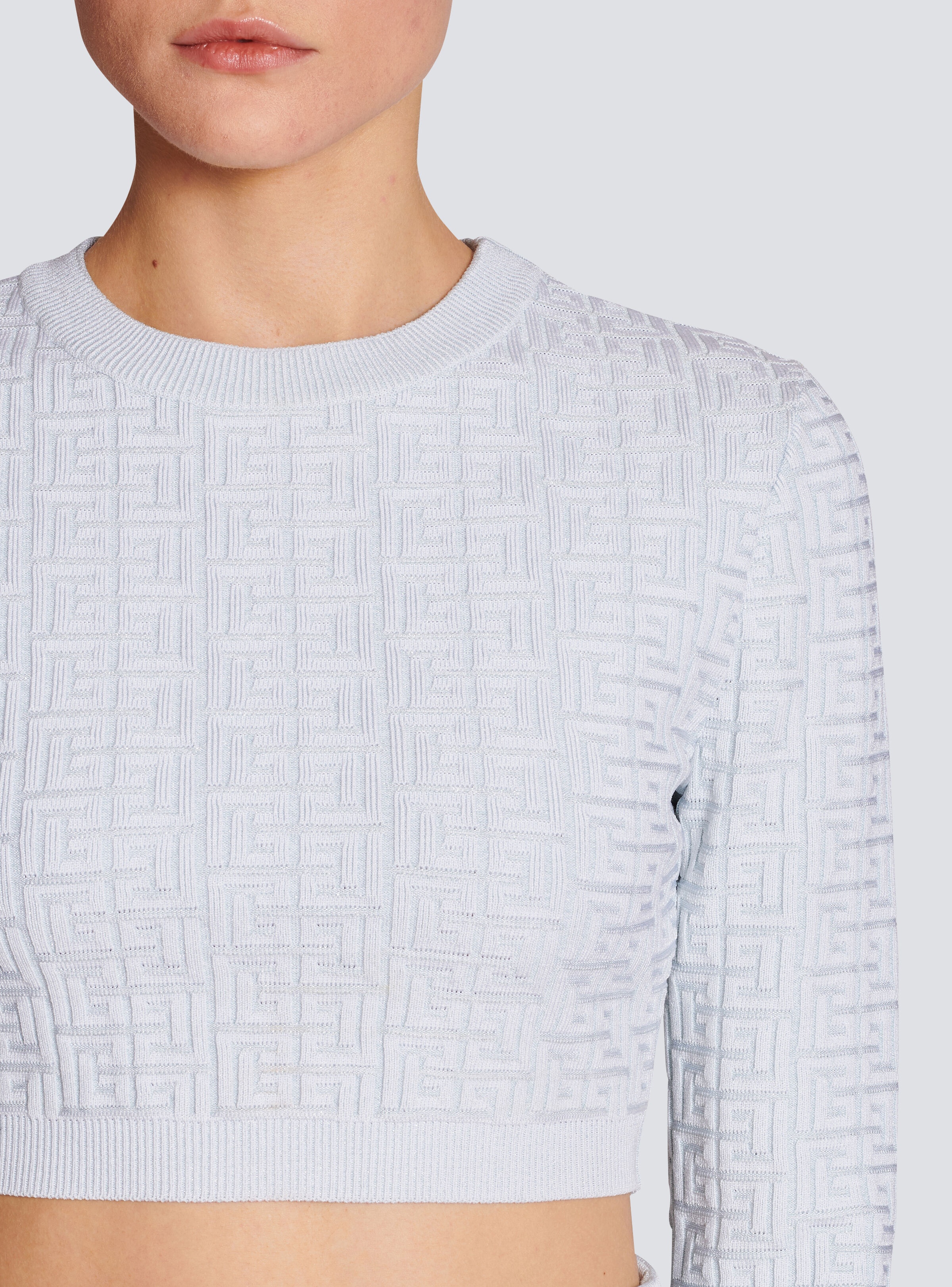 Cropped knit jumper with Balmain monogram - 6