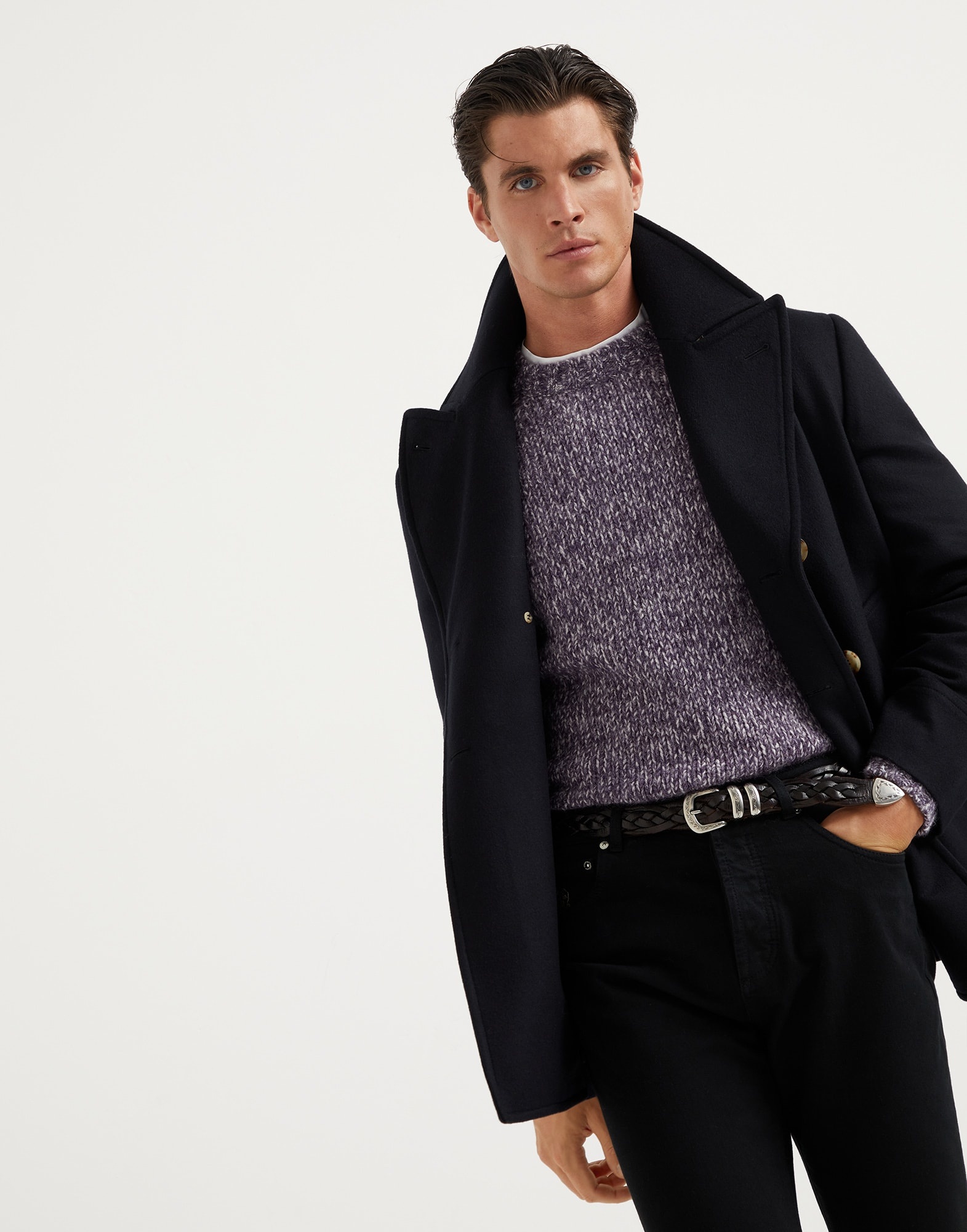 Wool double beaver cloth pea coat - 4