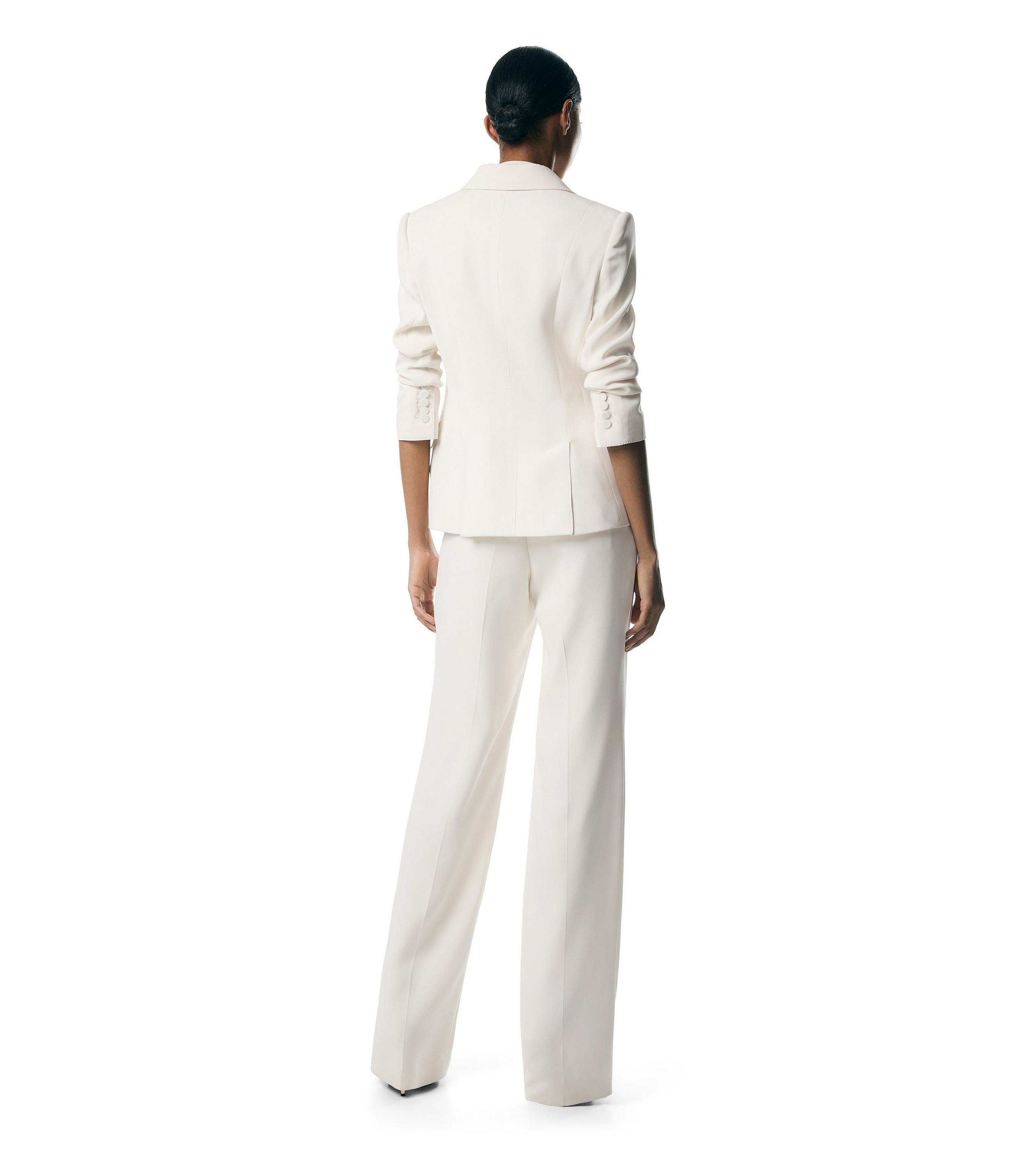 DOUBLE SILK GEORGETTE WIDE LEG TAILORED PANTS - 3