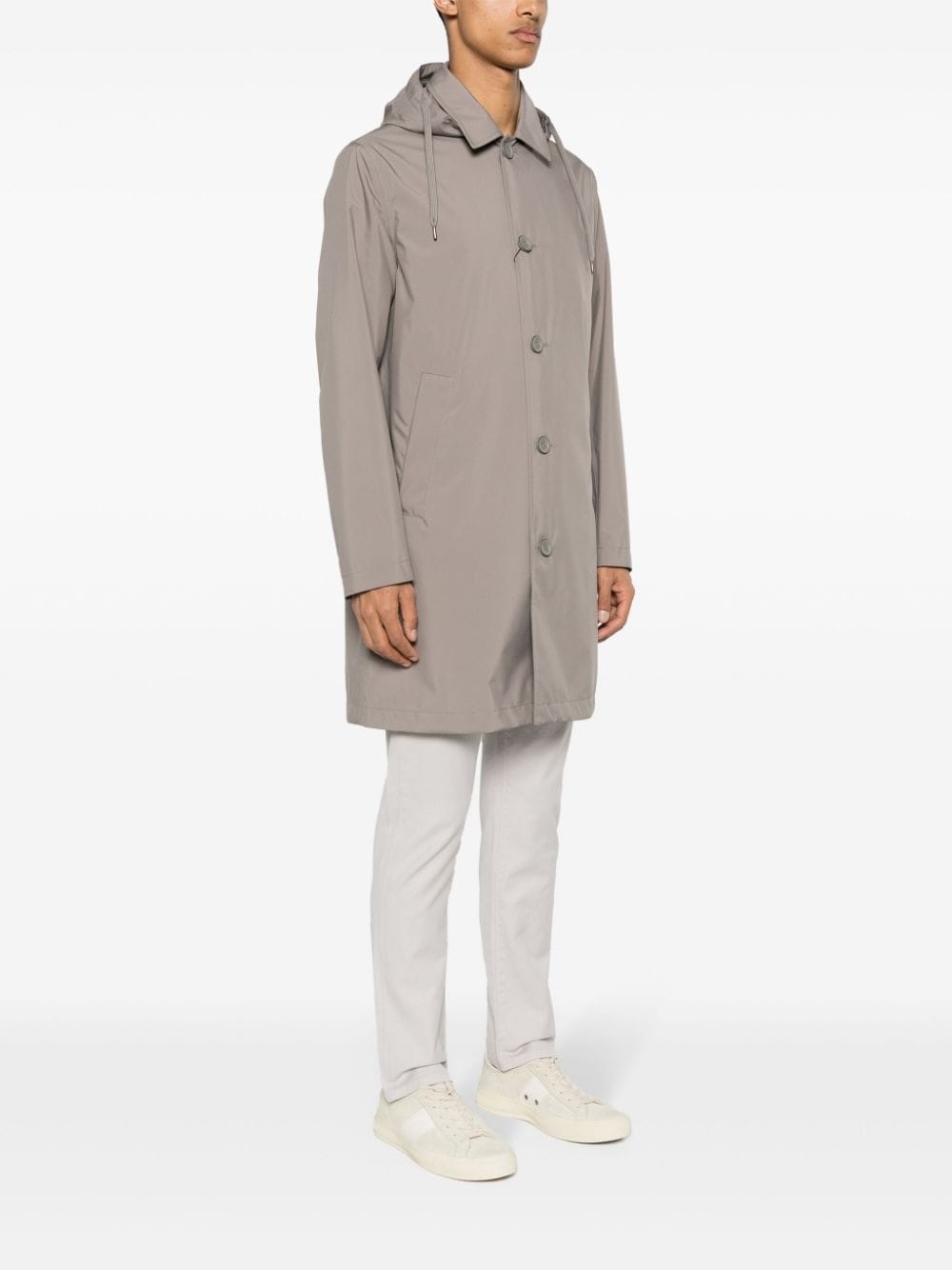 single-breasted hooded coat - 3