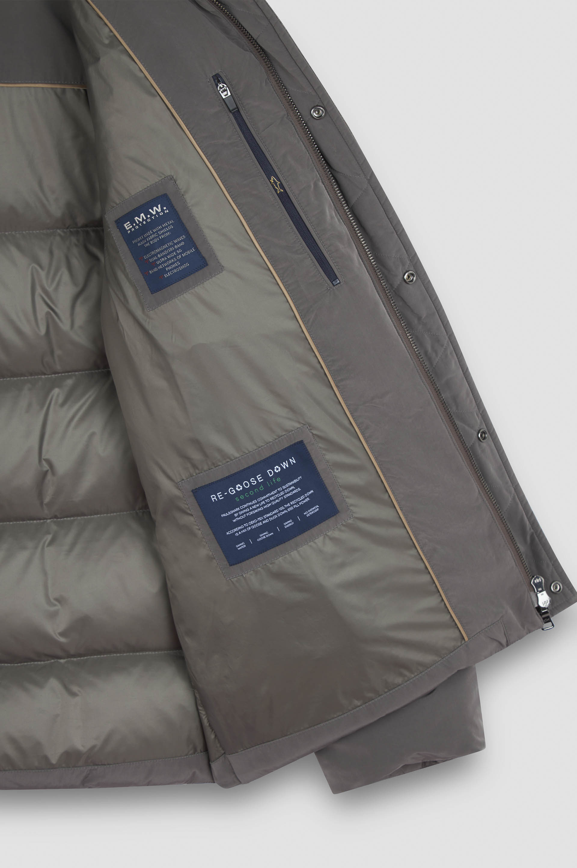 WOOL AND SILK PUFFER JACKET WITH CONTRAST INSERTS - 6