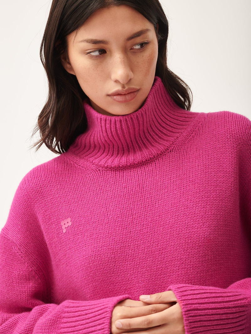 Women's Recycled Cashmere Turtleneck Sweater - Tourmaline Pink 4