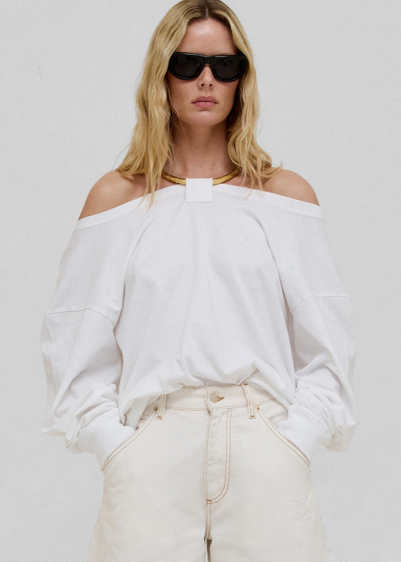 DARKPARK Darkpark Erin Necklace Off-Shoulder Top - White outlook