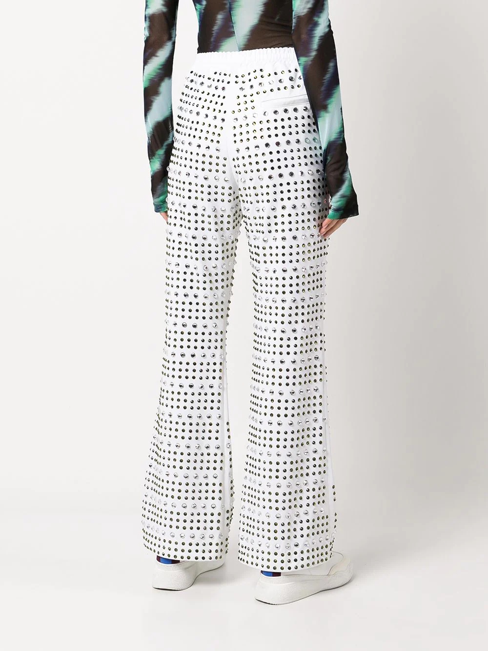 crystal-embellished flared trousers - 4