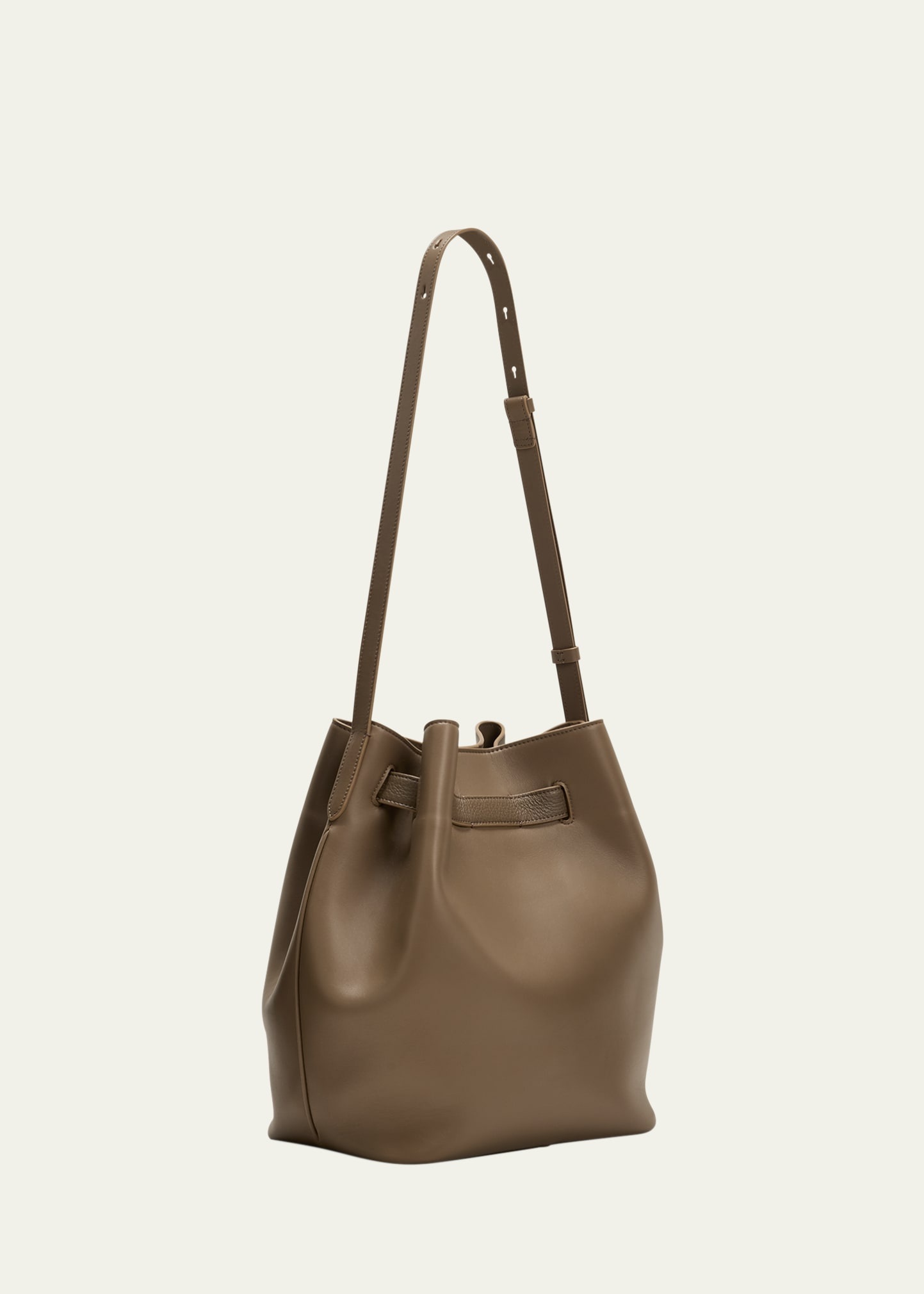 Buckle Leather Bucket Bag - 3