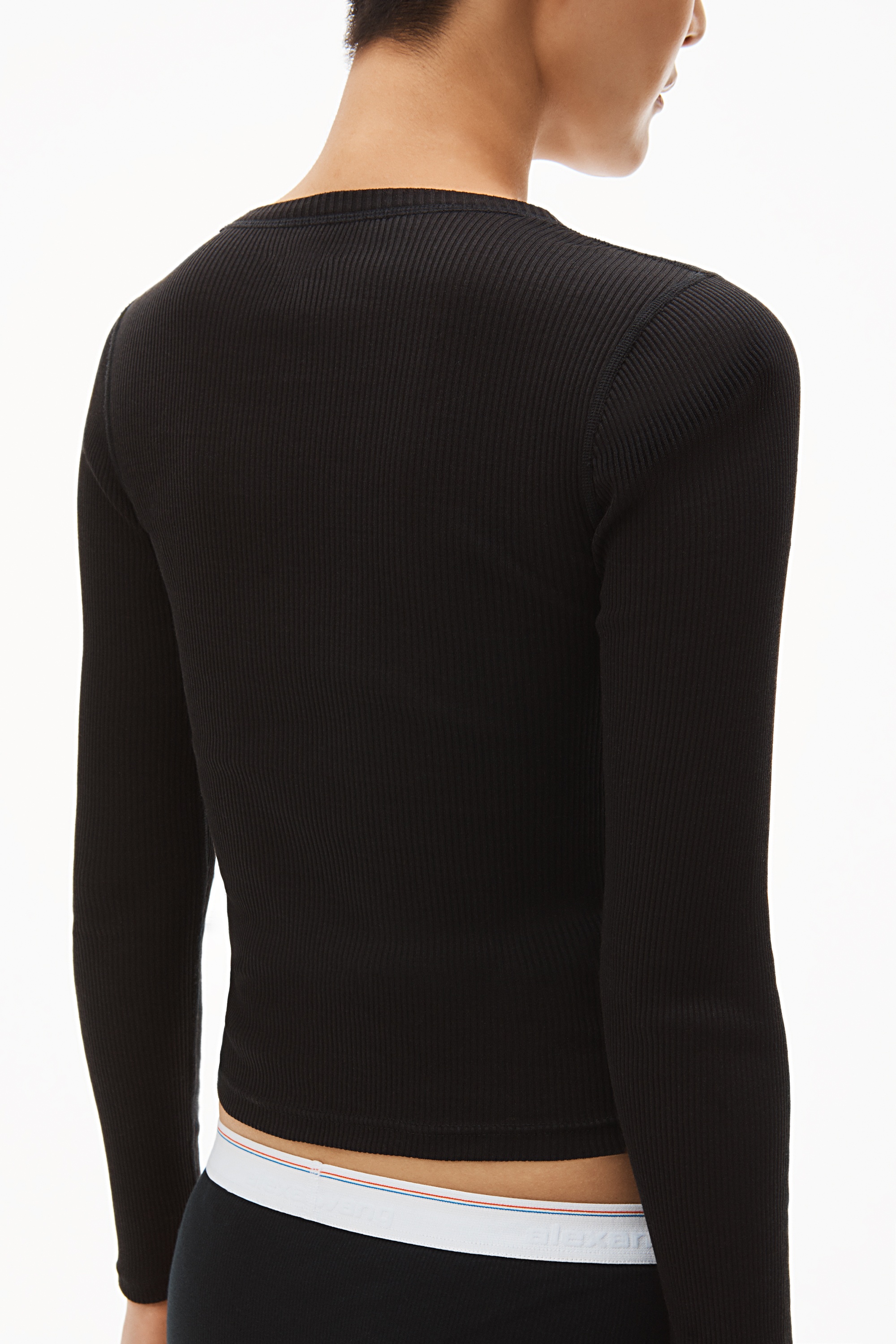 Long-Sleeve Tee in Ribbed Cotton Jersey - 4
