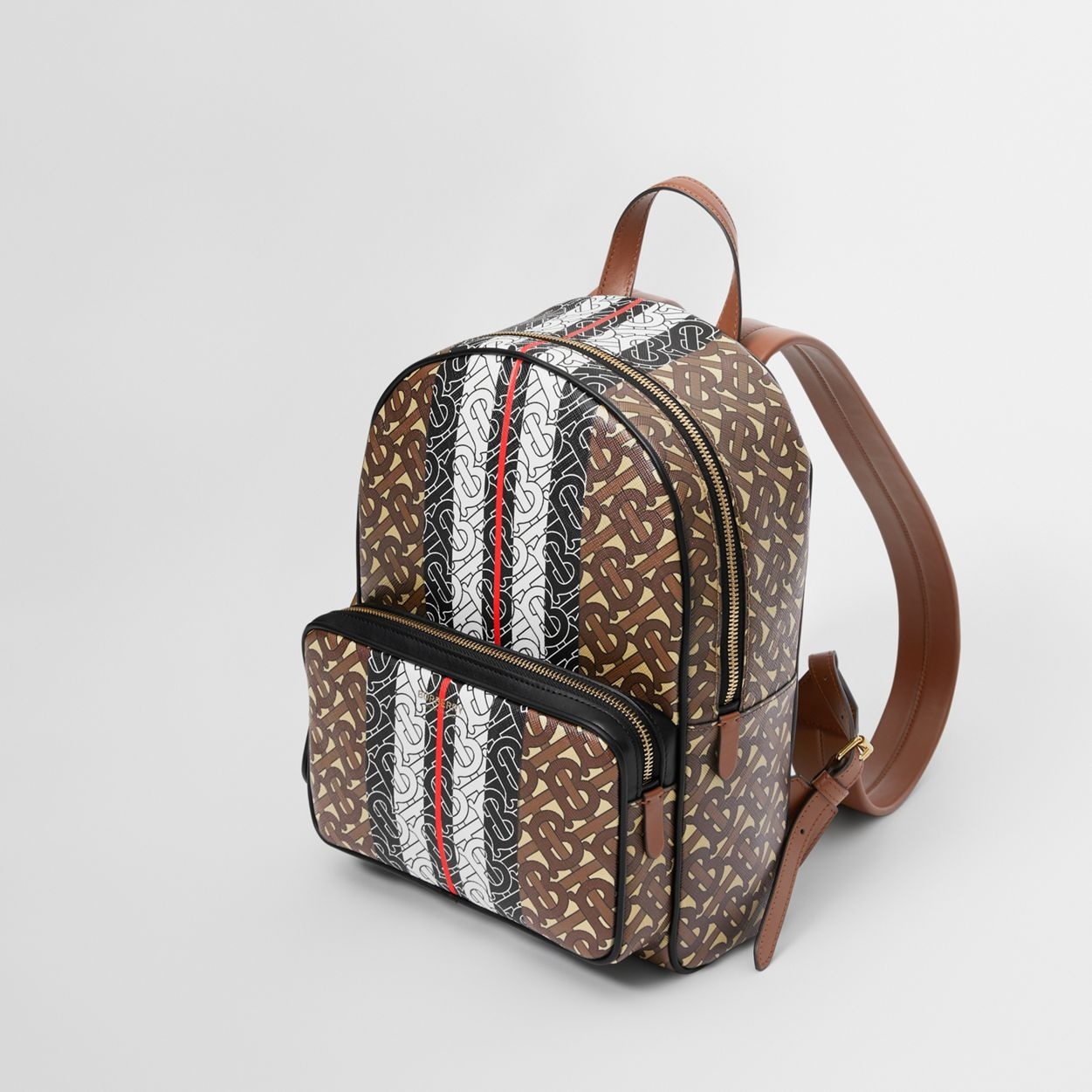 Monogram Stripe Print E-canvas Backpack - 5