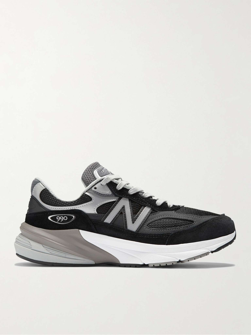 990v6 Leather-Trimmed Suede and Mesh Sneakers - 1