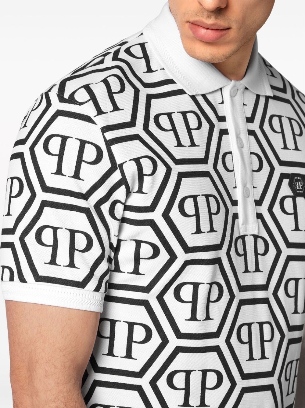 monogram-print cotton polo shirt - 5