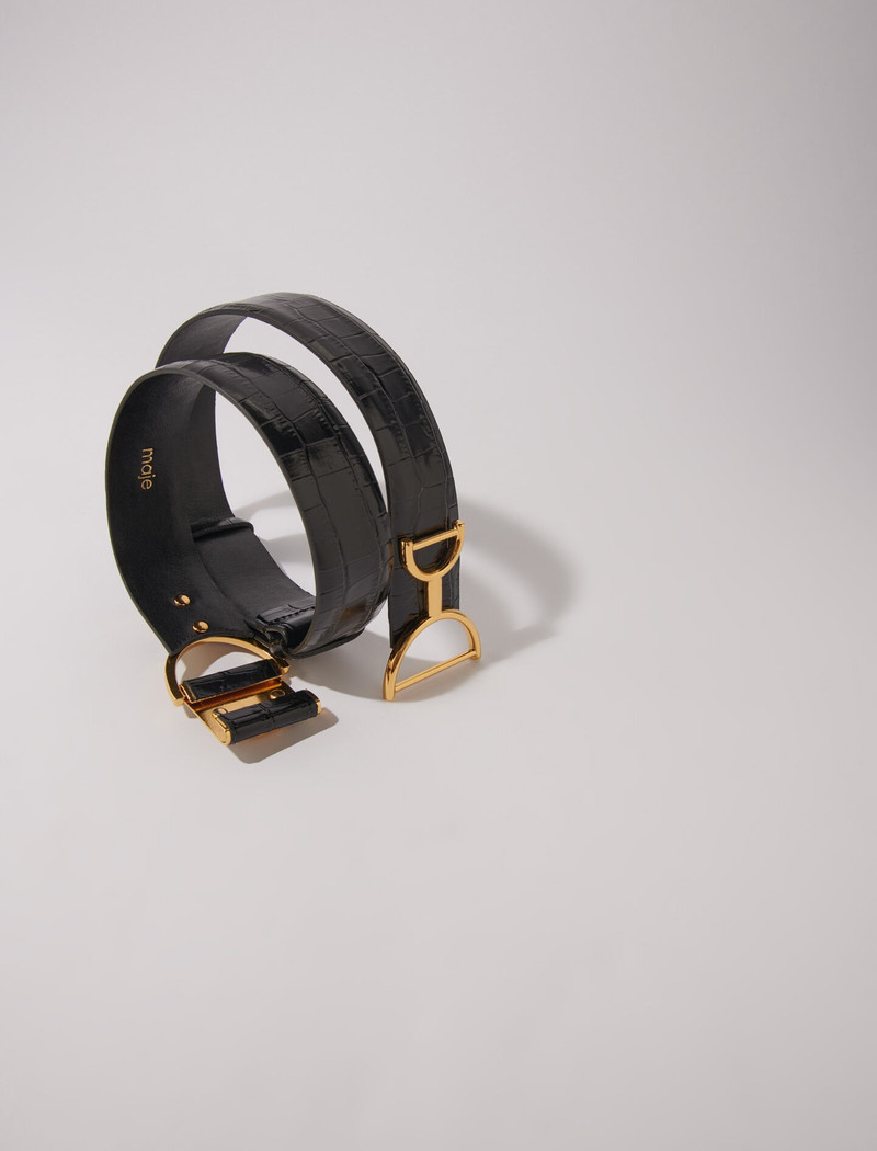 maje Wide smooth leather belt outlook