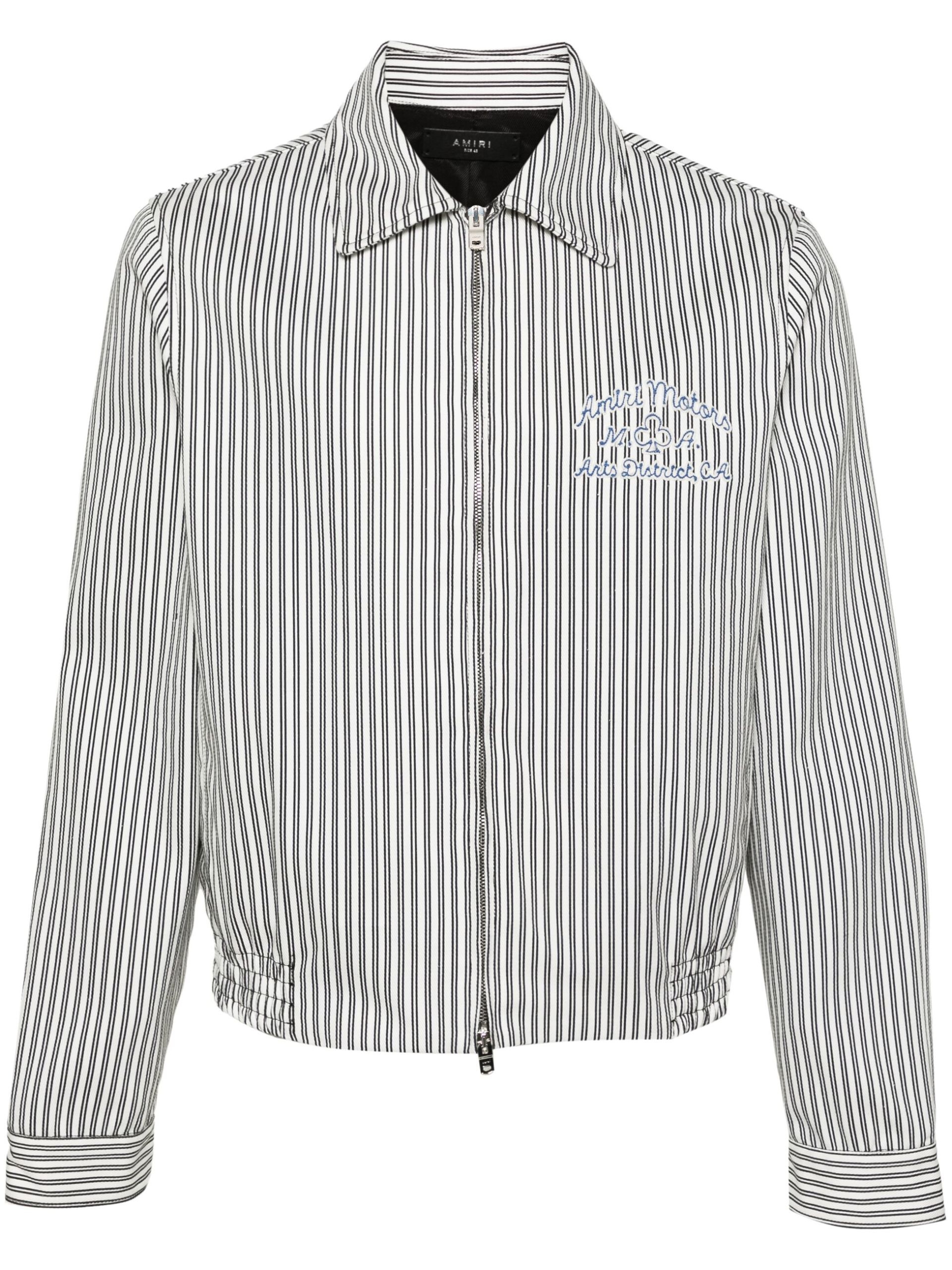 White Motors Striped Cotton Jacket - 1