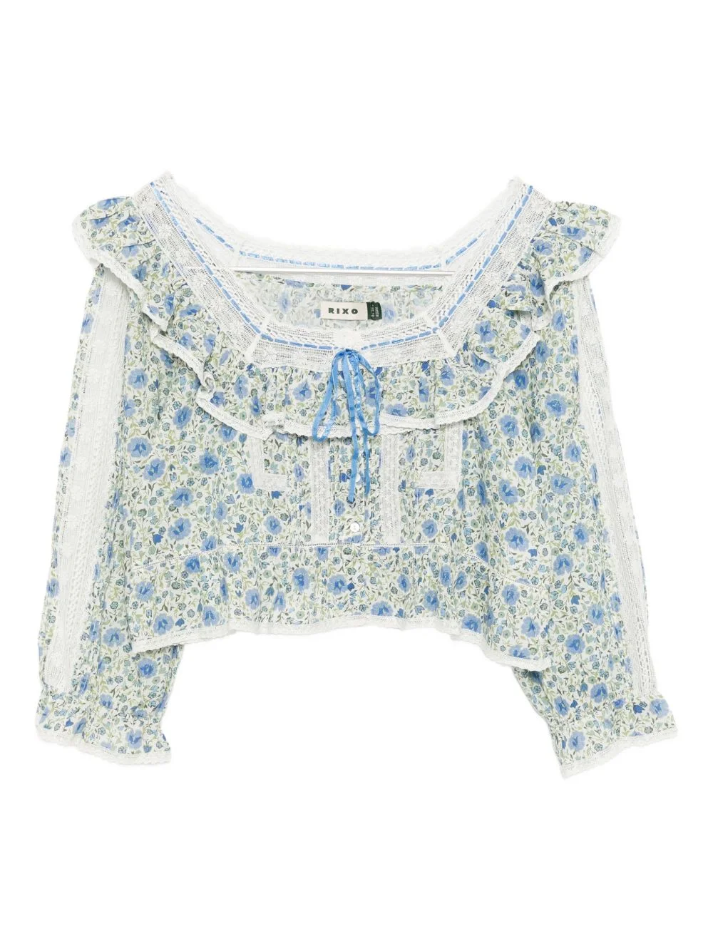 Oceana floral-print ruffled blouse - 1
