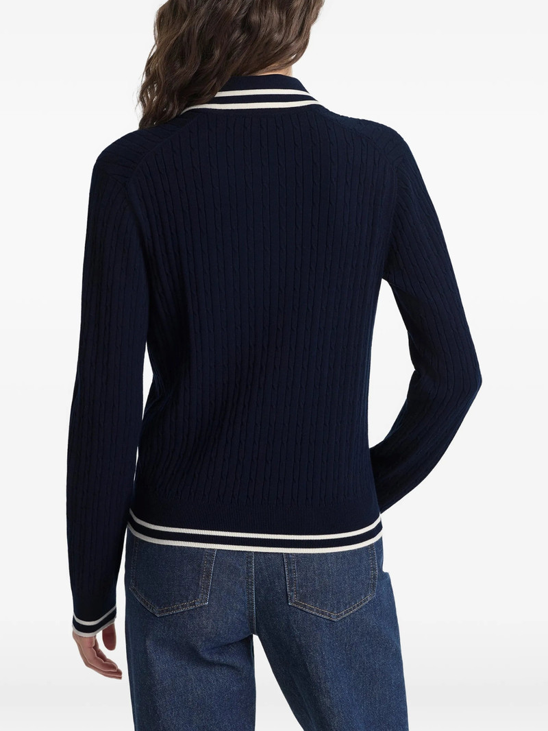 Sporty & Rich Cable-knit Striped Polo Shirt 3