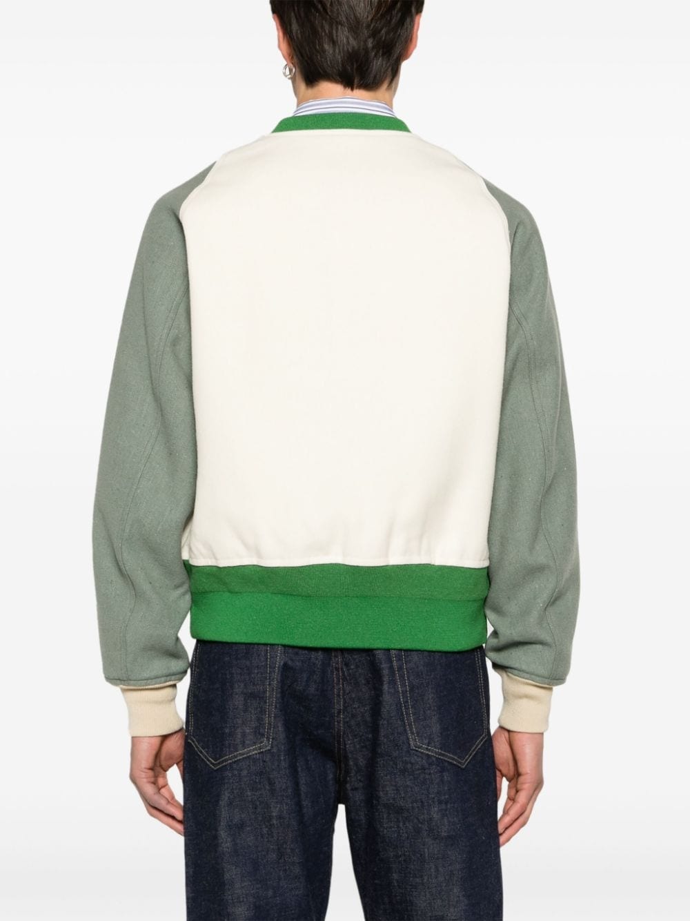 logo-patch felted varsity jacket - 4