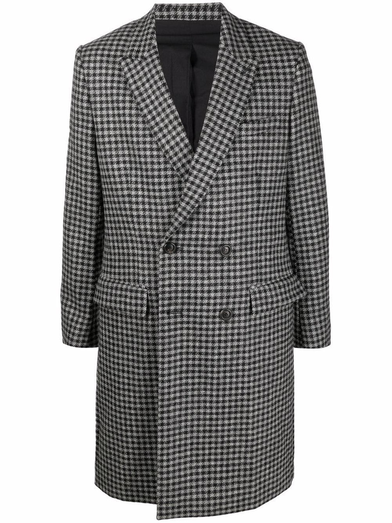 houndstooth pattern double-breasted coat 1