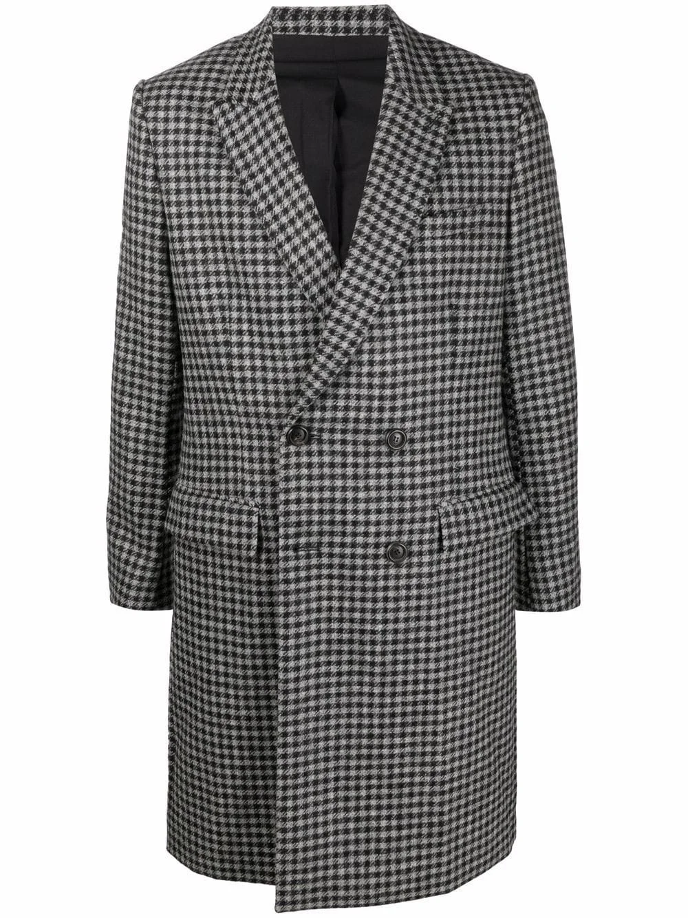 houndstooth pattern double-breasted coat - 1