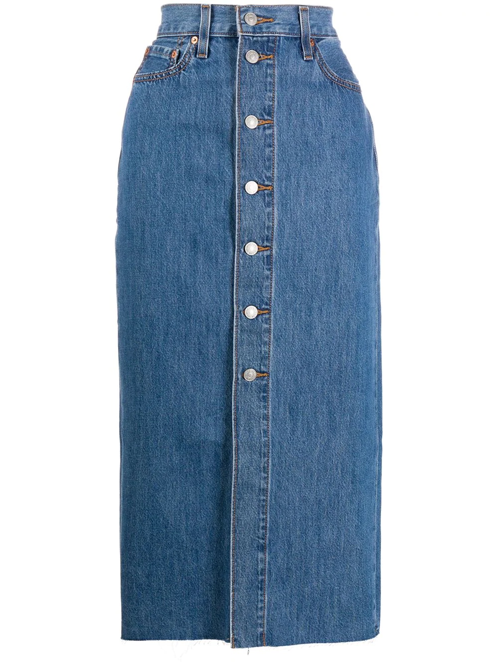 front button denim skirt - 1