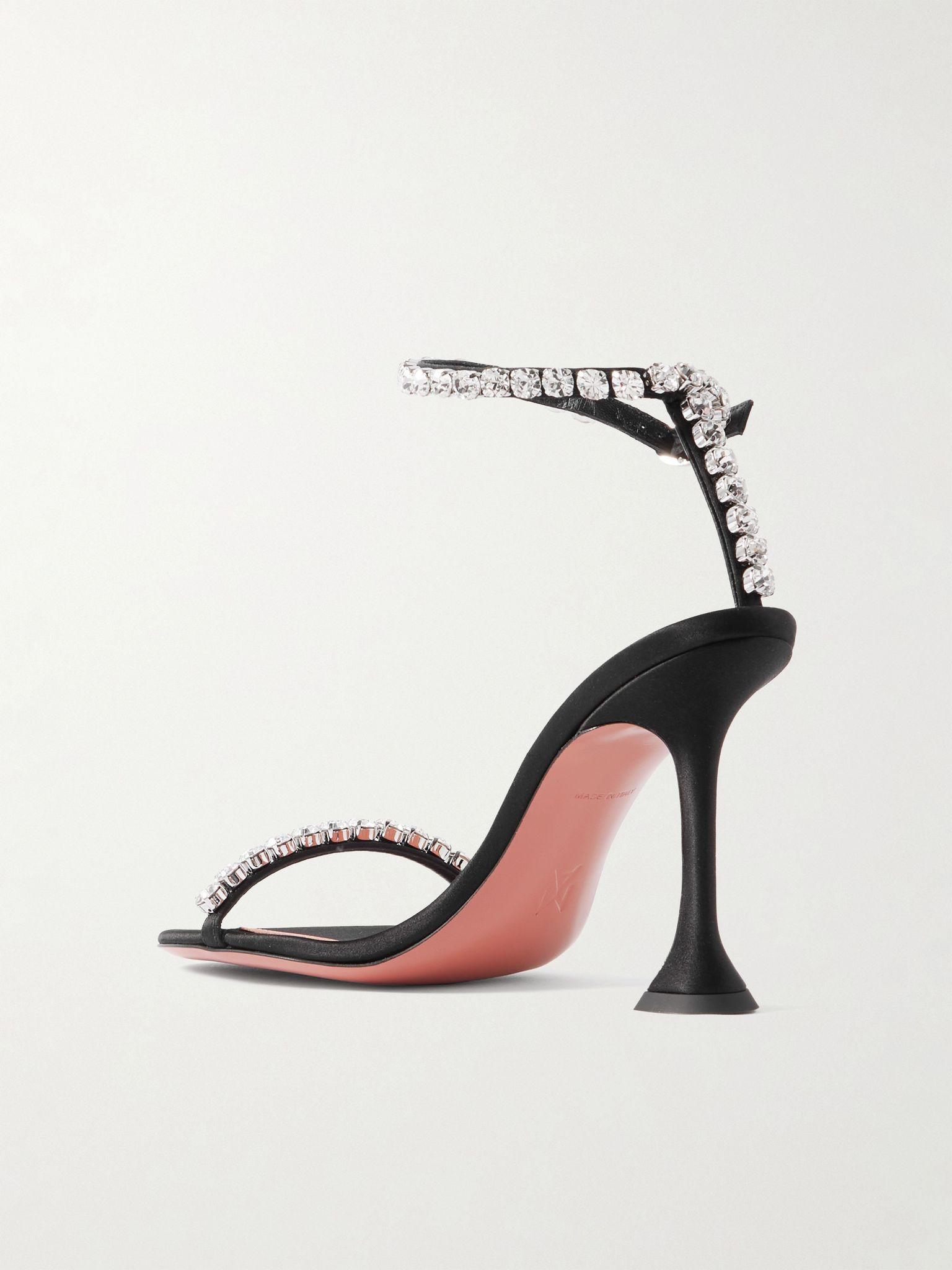 Gigi crystal-embellished satin sandals Black - 3