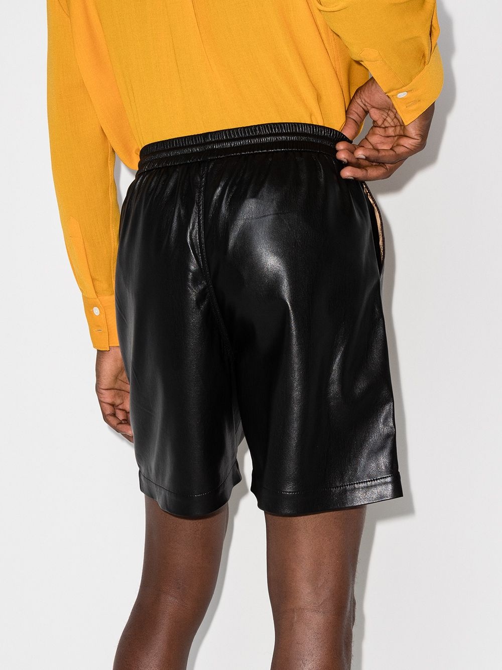 drawstring vegan leather Bermuda shorts - 3