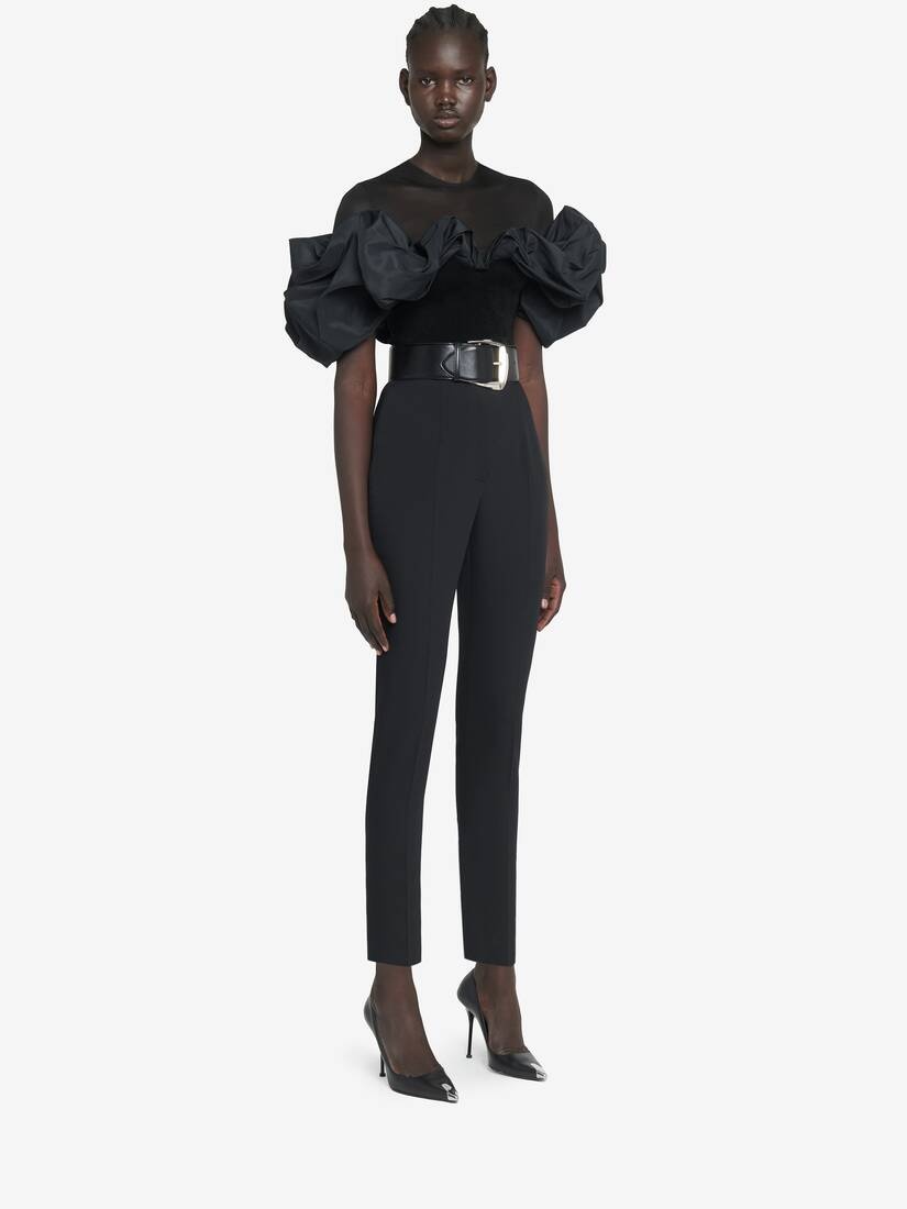 Women's Hybrid Ruffled Top in Black - 3