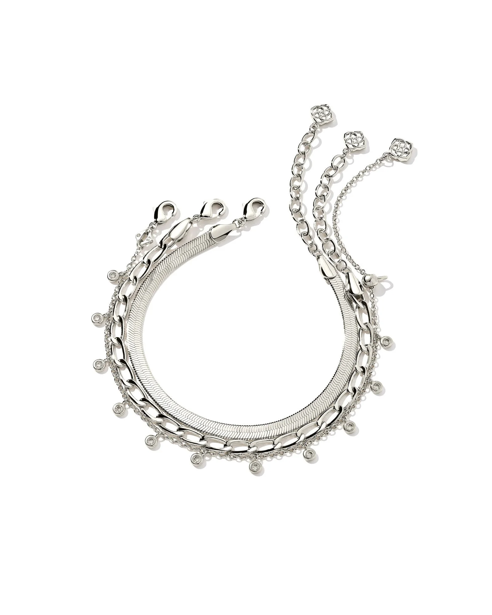 Kassie Set of 3 Chain Bracelets in Silver - 1