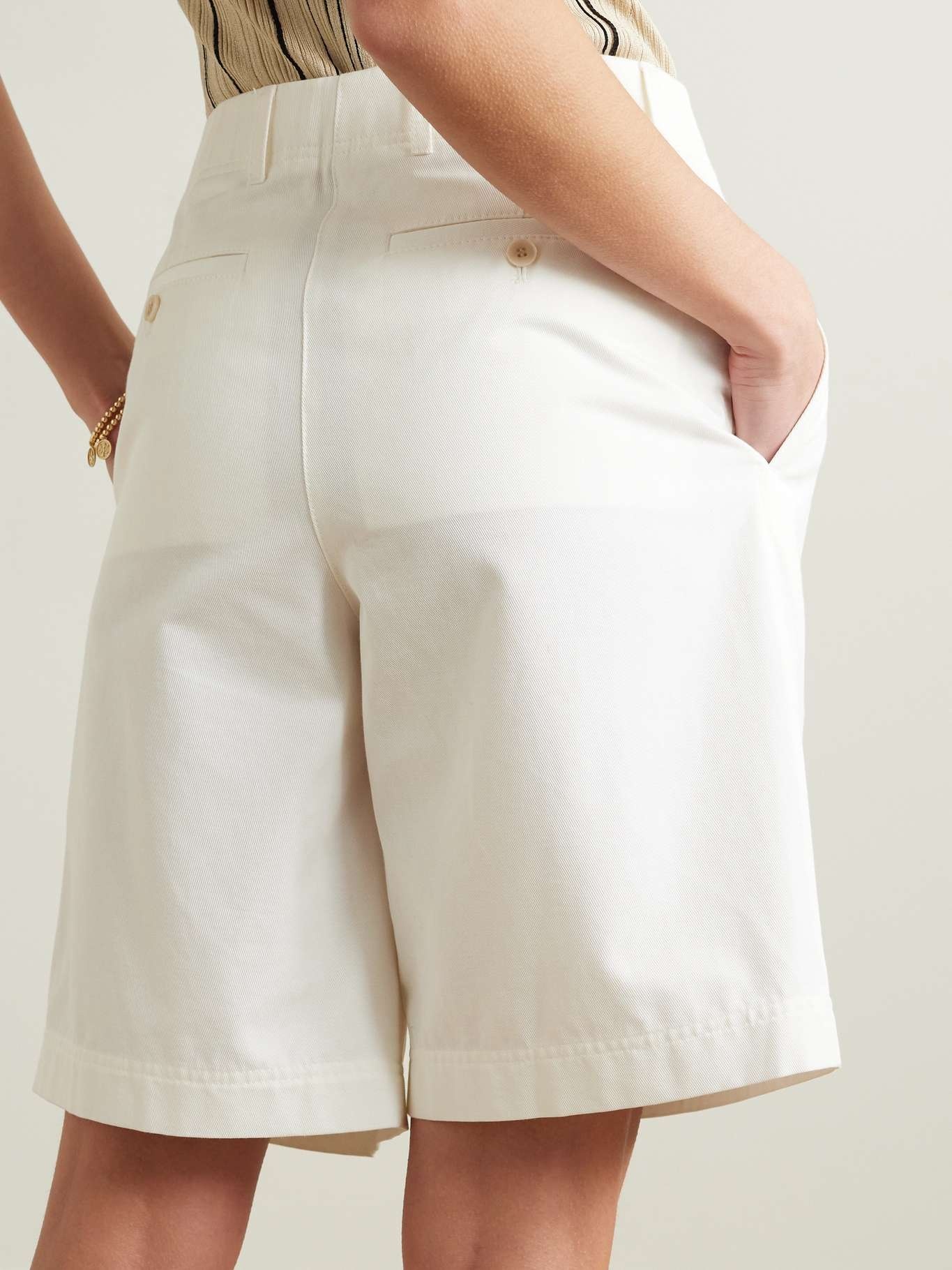 Pleated organic cotton-twill shorts - 3