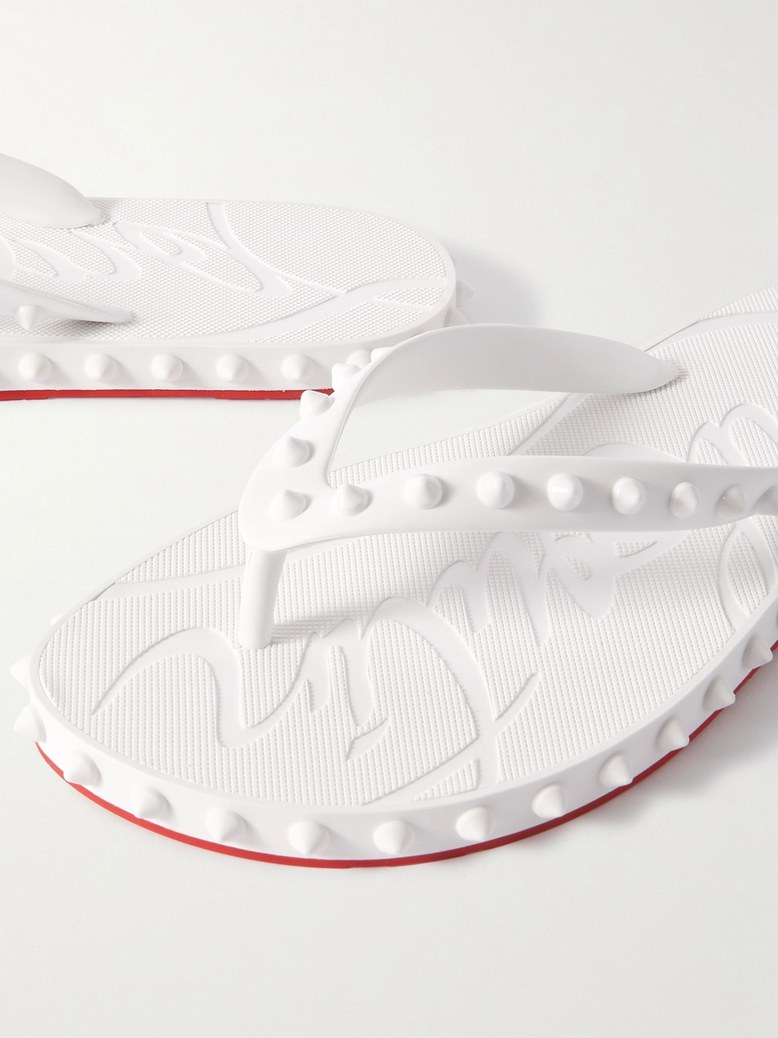 Super Loubi studded rubber flip flops White - 4