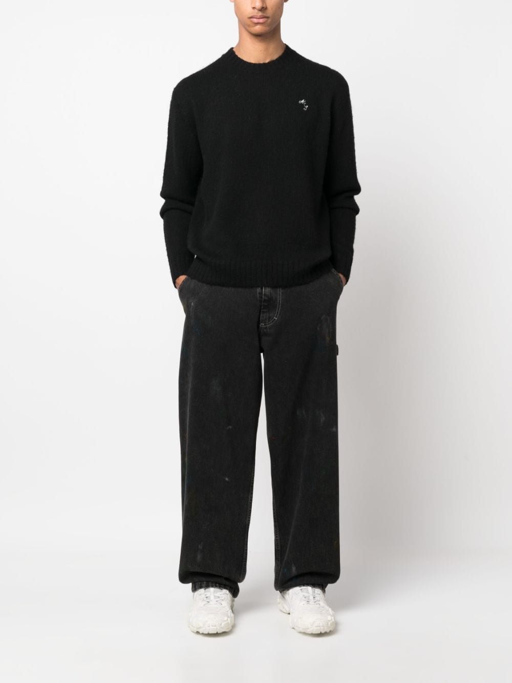 embroidered-logo wool jumper - 2