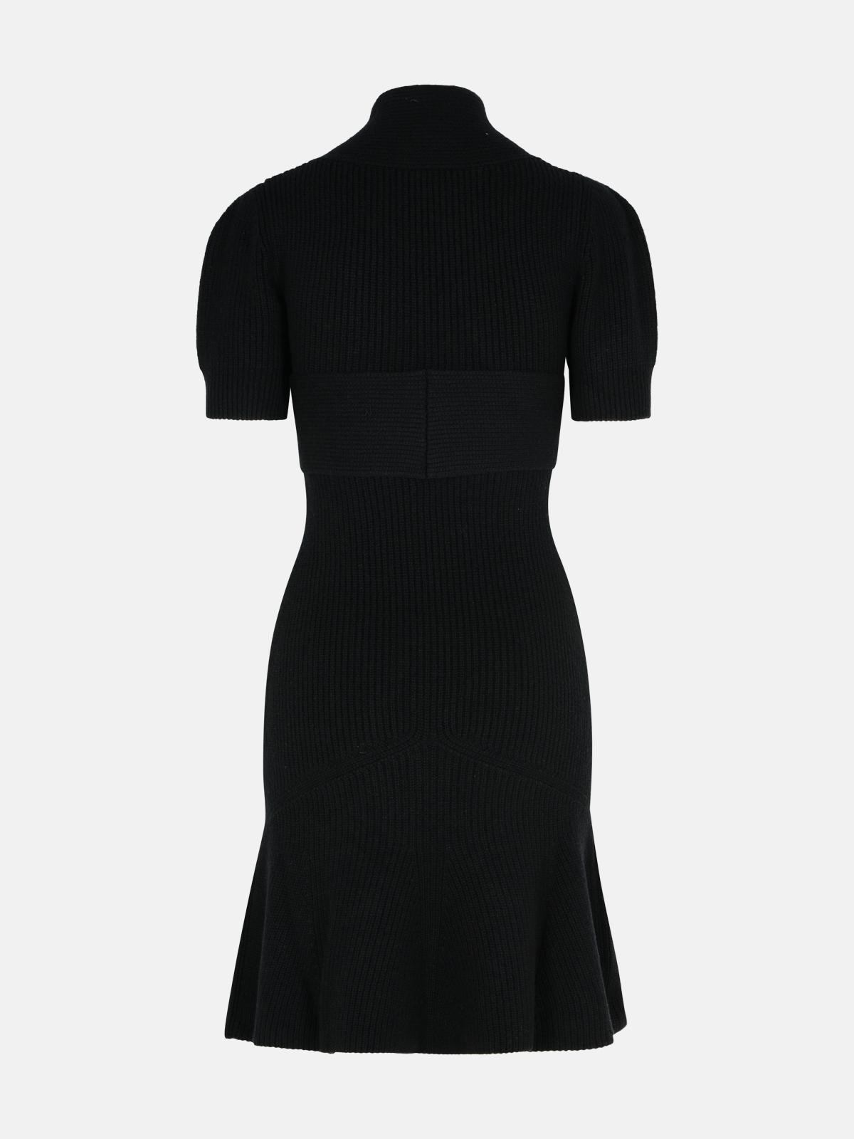 BLACK MERINO WOOL BLEND DRESS - 3