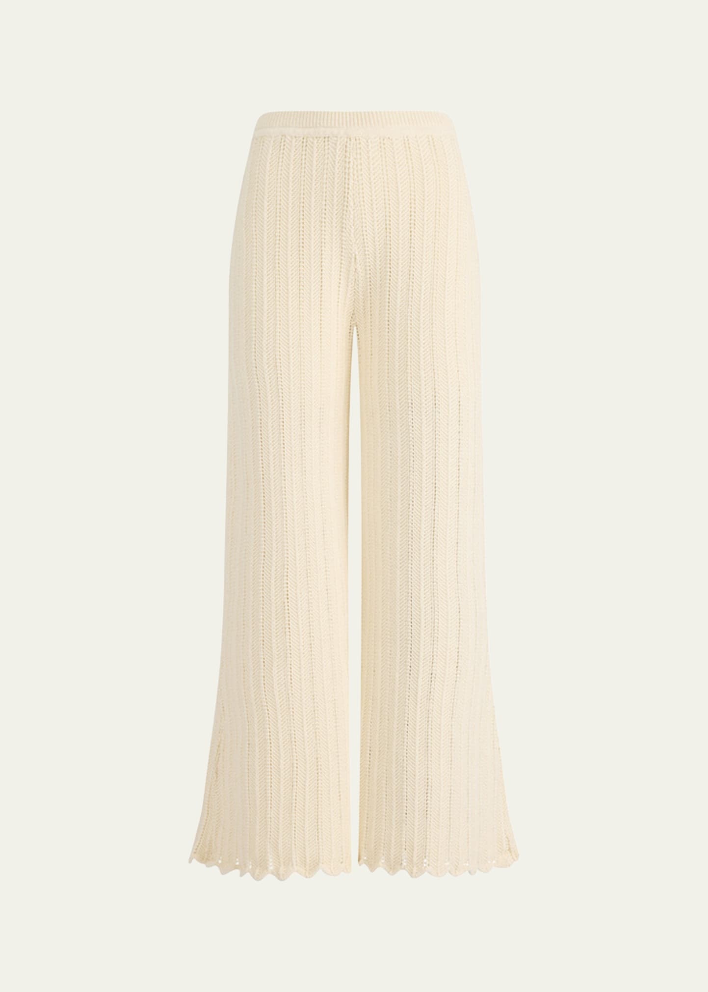 Petey Knit Scalloped Wide-Leg Pants - 1