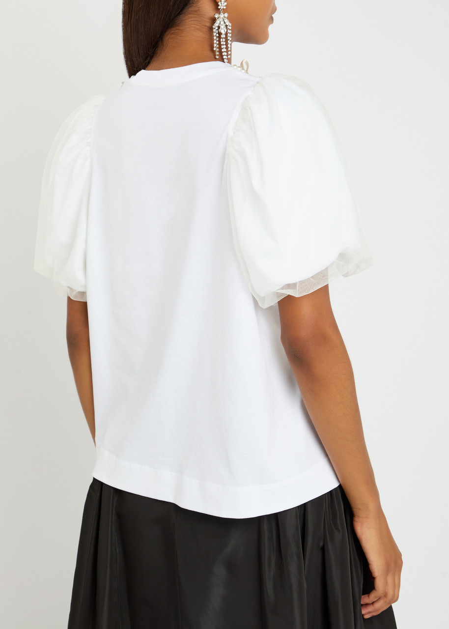 Simone Rocha Tulle Overlay Puff Sleeve Cotton T-shirt - 3