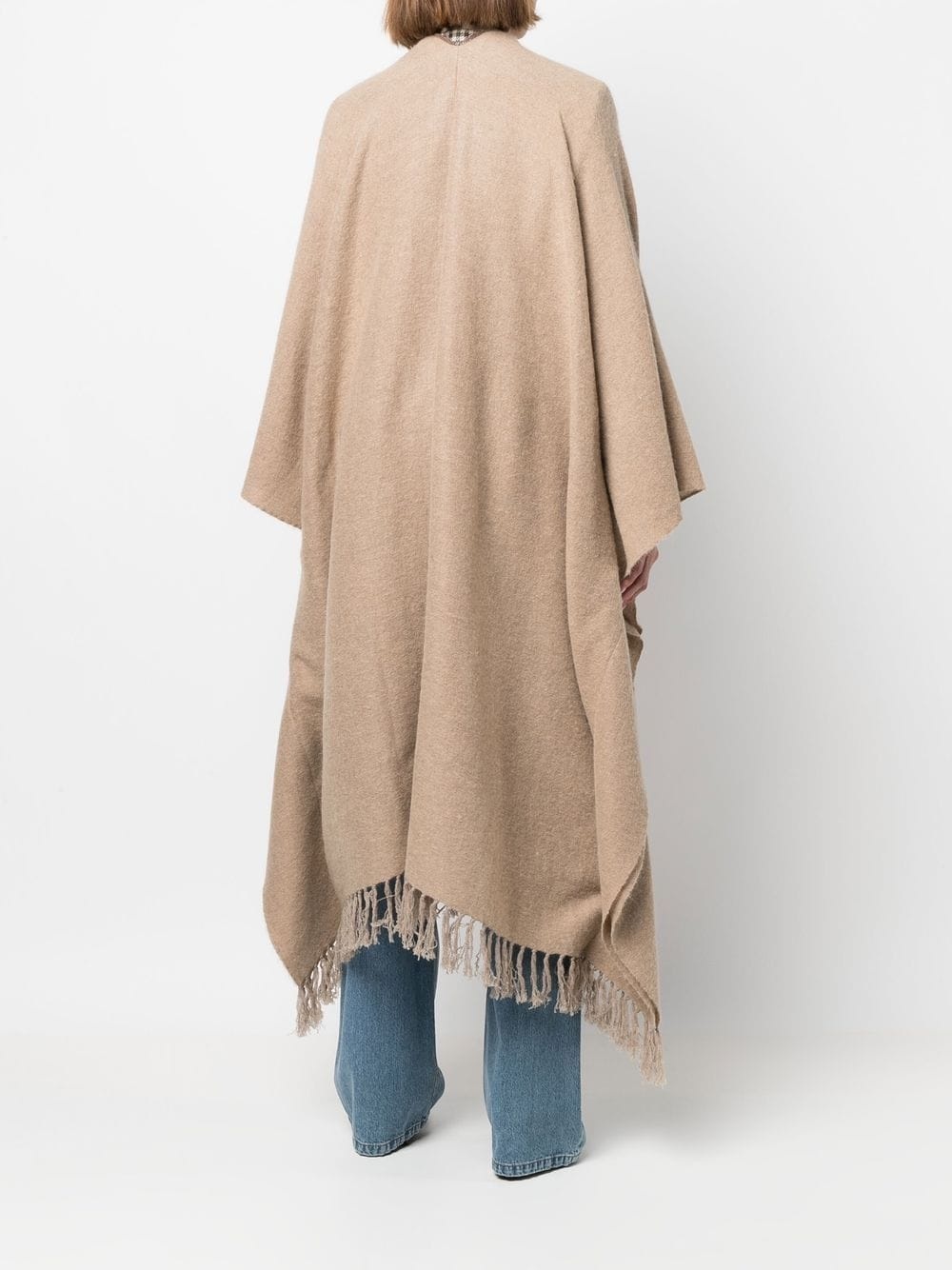 Monili-trim fringed poncho - 4